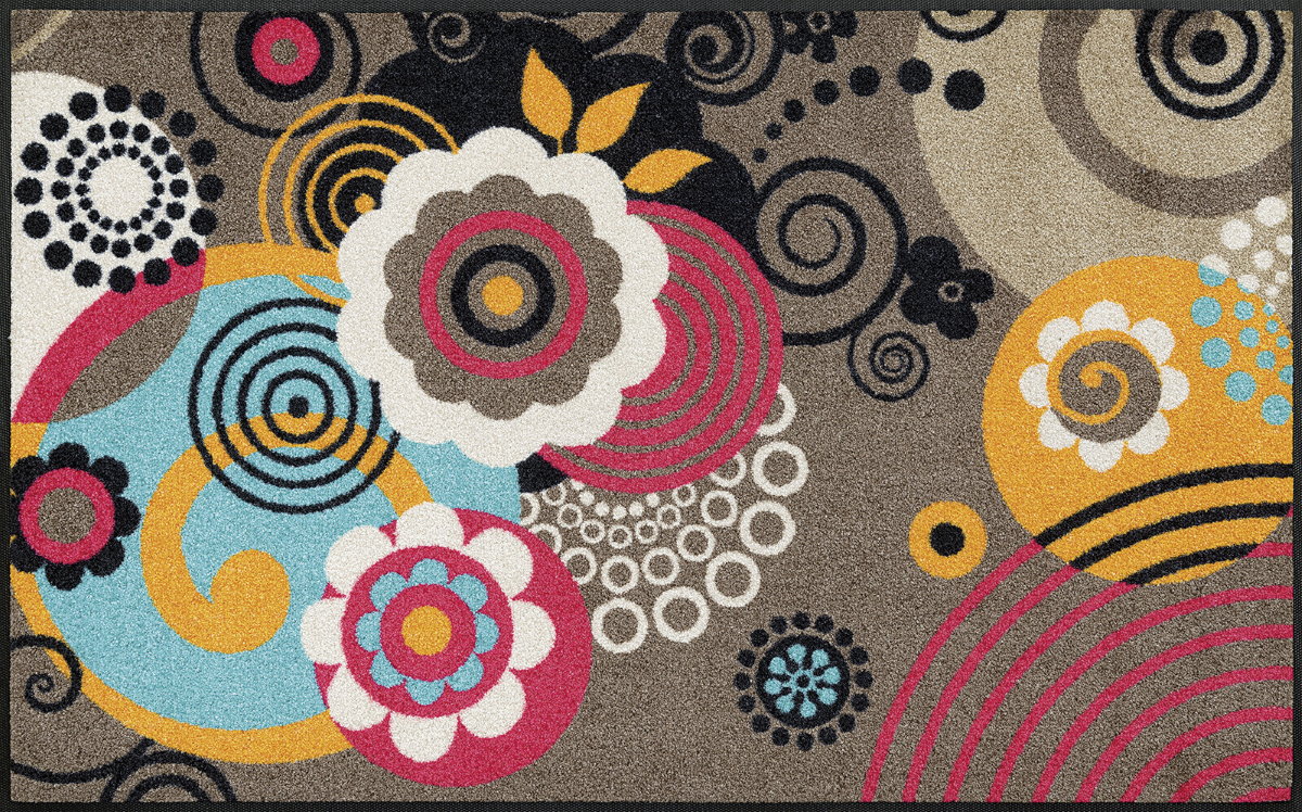 Коврик для дома wash+dry Loops and Flowers 75x120
